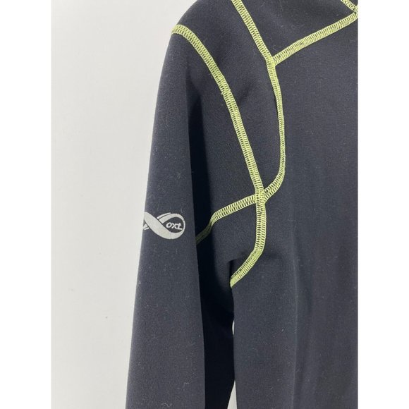 REI Women's Black Neon Green Stitching 1/4 Zip Stretch Fleece Sweatshirt Size L - Picture 8 of 15